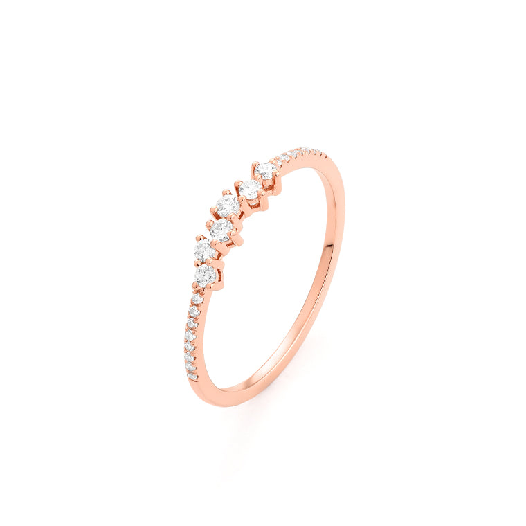 Facet Smart 18 Karat Roségold Ring mit 22 Diamanten