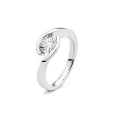 Facet Classic Solitär Damenring in 750/18 Karat Weissgold