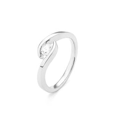 Facet Classic Solitär Damenring in 750/18 Karat Weissgold