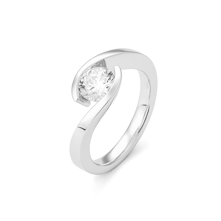 Facet Classic Solitär Damenring in 750/18 Karat Weissgold