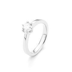 Facet Classic Solitär Ring in 750/18 Karat Weissgold