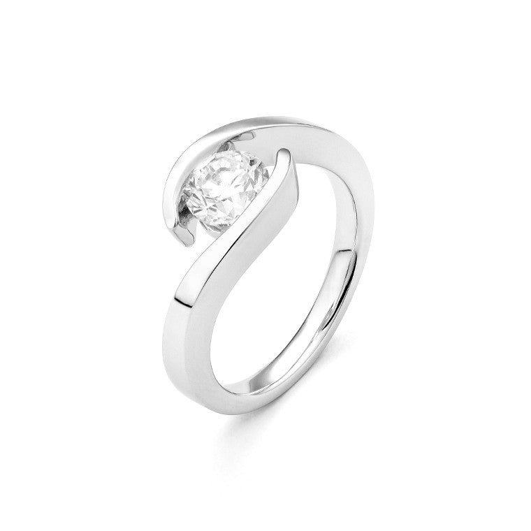 Facet Classic Solitär Damenring in 750/18 Karat Weissgold