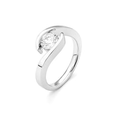 Facet Classic Solitär Damenring in 750/18 Karat Weissgold