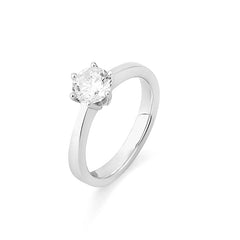 Facet Classic Solitär Ring in 750/18 Karat Weissgold