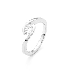 Facet Classic Solitär Damenring in 750/18 Karat Weissgold