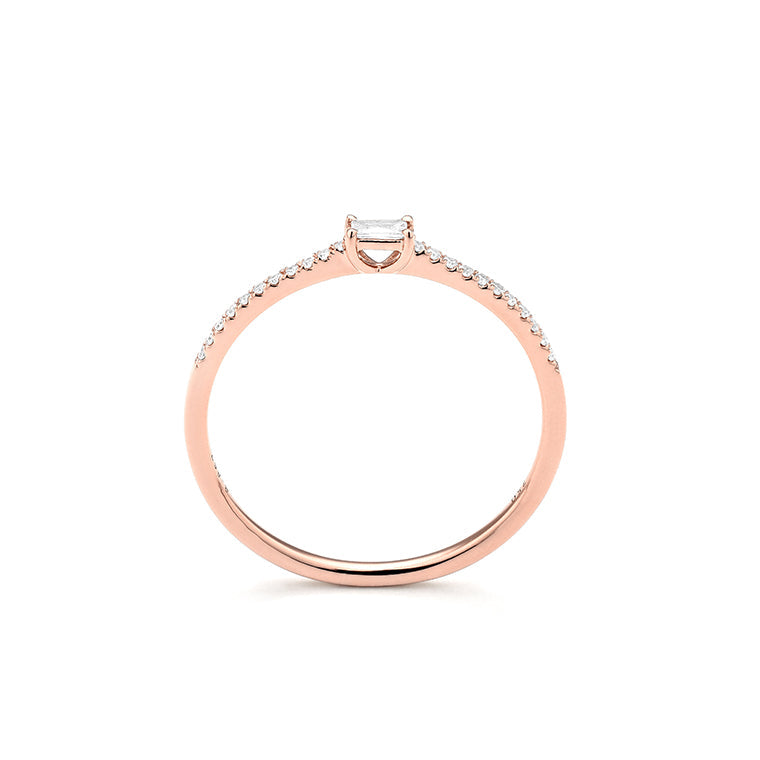 Facet 18K Rotgold Damenring mit Diamanten