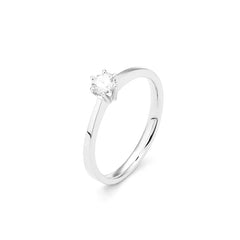 Facet Eye Clean Weissgold Solitaerring 14Kt