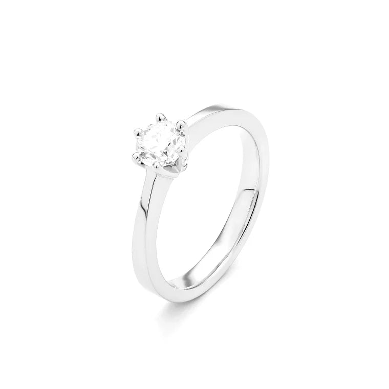 Facet Eye Clean Weissgold Solitaerring 14Kt