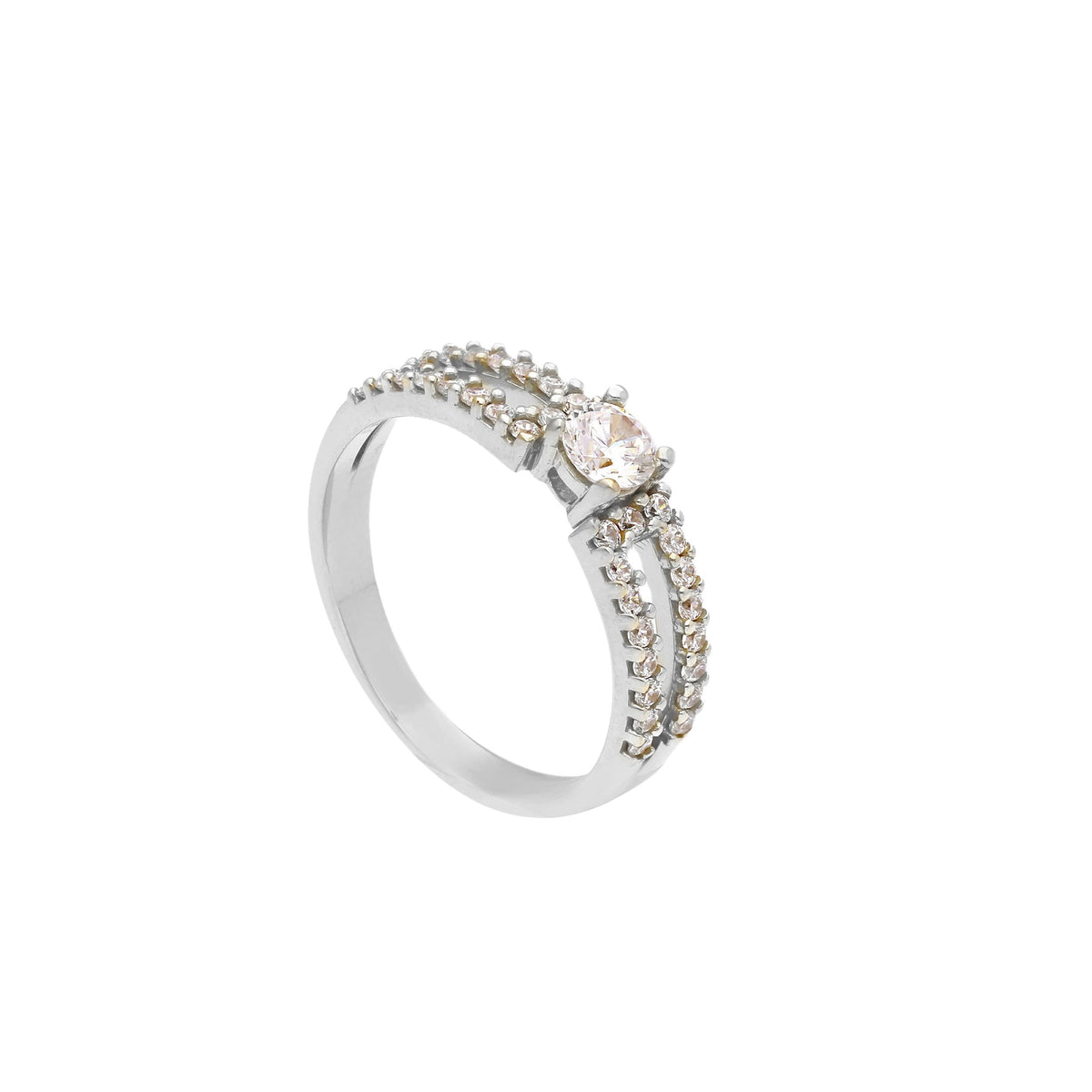 Linden Solitär Ring aus 18 Karat Weissgold mit Zirkonia