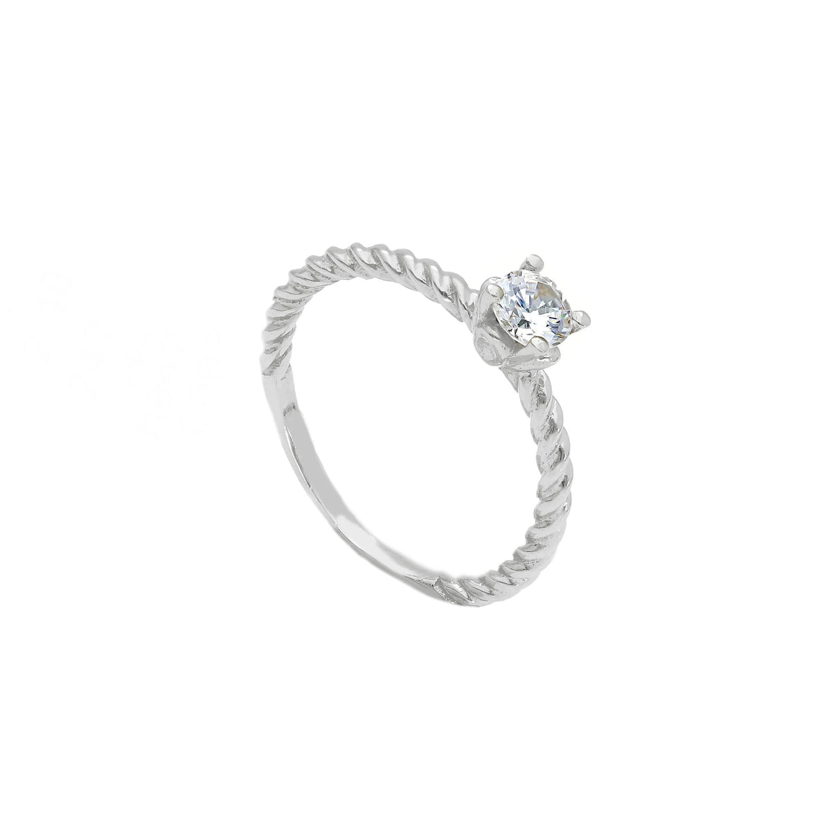 Linden 18 Karat Weissgold Zirkonia Solitär Ring