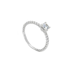 Linden 18 Karat Weissgold Zirkonia Solitär Ring