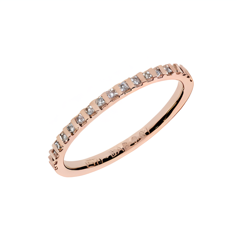 Gold Halb-Memoire Ring mit 19 Gefassten Diamanten - ETH BAR 001