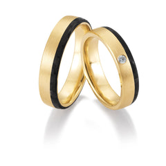 Breuning Trauringe Carbon mit einem Diamanten - 48/06506 & 48/06505