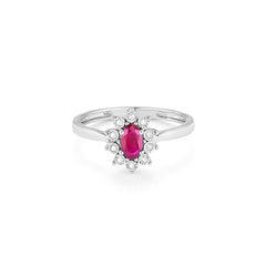 Facet Rubin 18 Karat Weissgold Ring mit 10 Diamanten