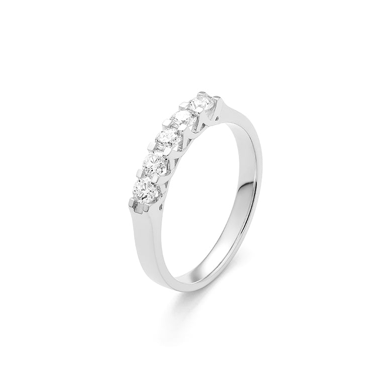 Facet Classic 18 Karat Weissgold Memoire Ring mit Diamanten