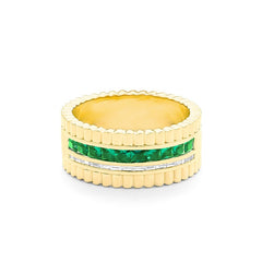 Facet Halbgefasster Tsavorit Gelbgold Memoirering mit Diamanten