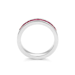 Facet Cnc Ring Halbgefasster Rubin Memoirering in 18 K Weissgold