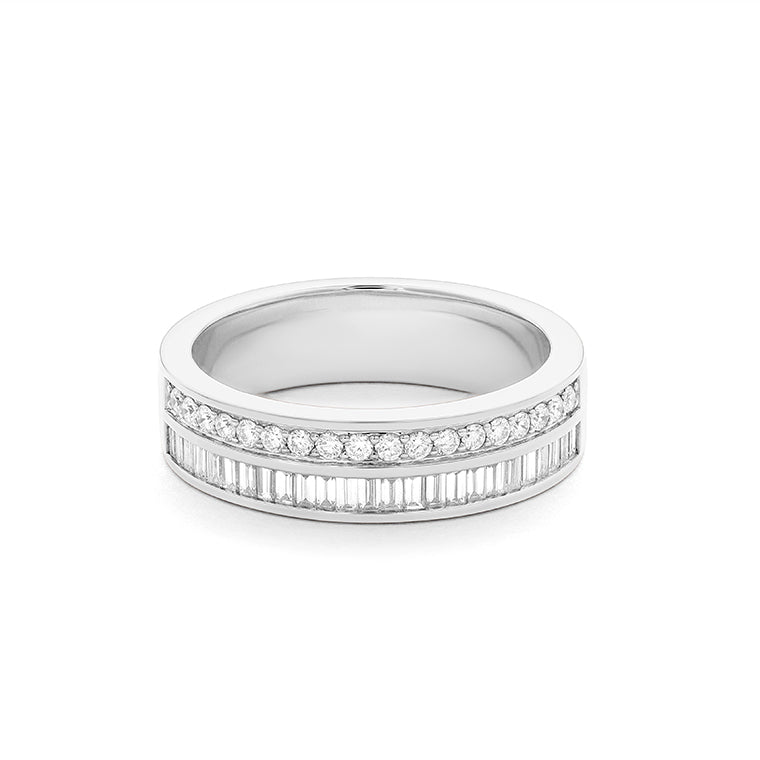 Facet Cnc Ring halbgefasster Memoirering in 18 Karat-750 Weissgold