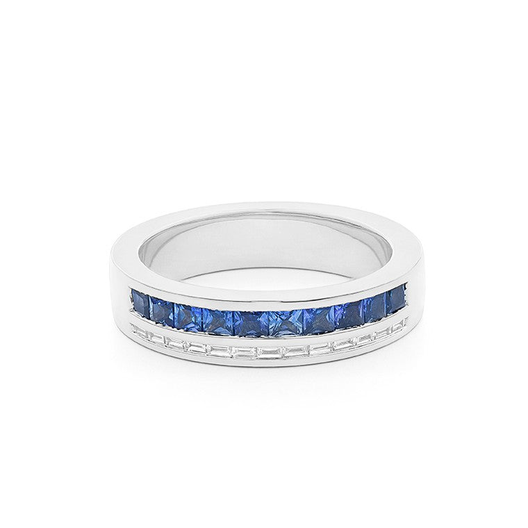 Facet Cnc Ring Halbgefasster 18 K Weissgold Saphir Memoire Ring