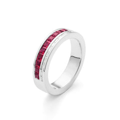 Facet Cnc Ring Halbgefasster Rubin Memoirering mit Diamant & Baguette