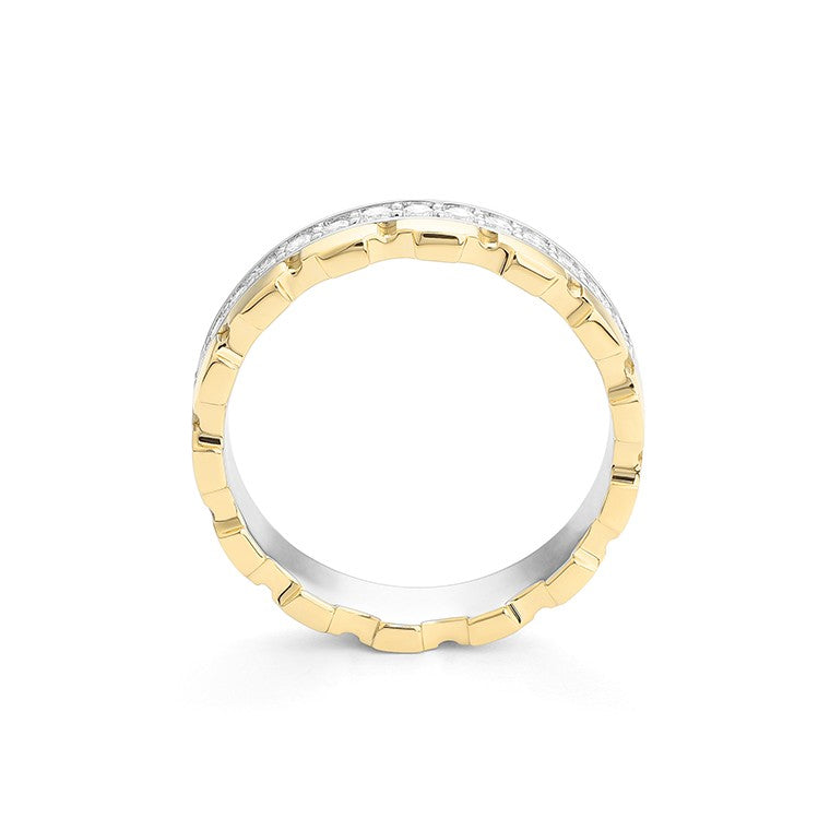 Facet Cnc Ring Halbgefasster 18 Karat Weiss- & Gelbgold Memoire Ring