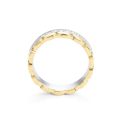 Facet Cnc Ring Halbgefasster 18 Karat Weiss- & Gelbgold Memoire Ring