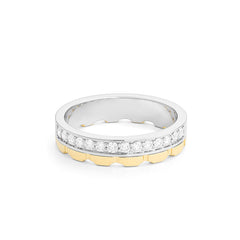 Facet Cnc Ring Halbgefasster 18 Karat Weiss- & Gelbgold Memoire Ring