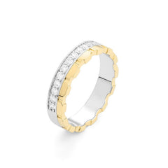 Facet Cnc Ring Halbgefasster 18 Karat Weiss- & Gelbgold Memoire Ring