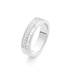 Facet Cnc Ring halbgefasster Memoirering in 18 Karat-750 Weissgold