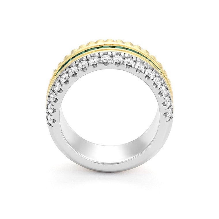 Facet Halbgefasster 18 K Gelb- & Weissgold Memoirering mit Tsavorite