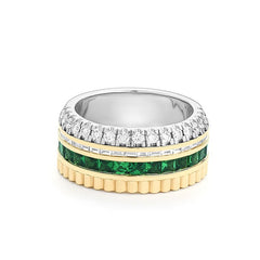 Facet Halbgefasster 18 K Gelb- & Weissgold Memoirering mit Tsavorite