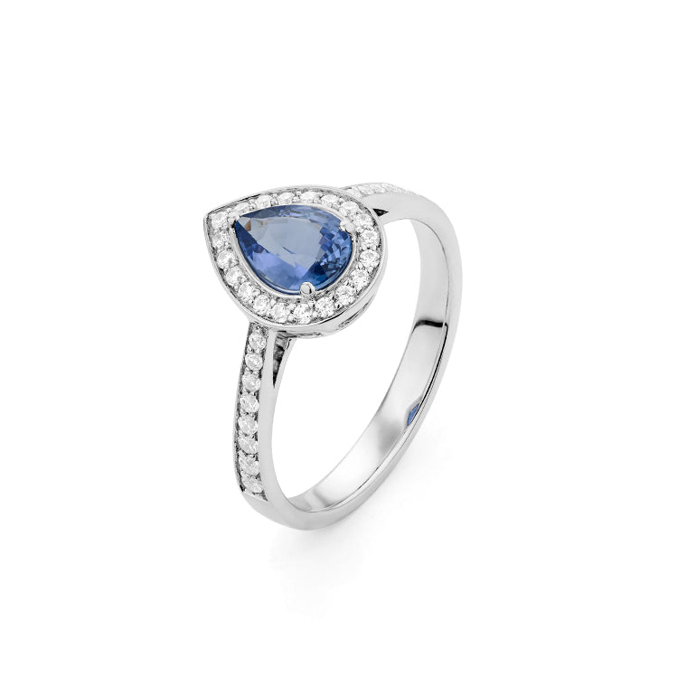 Facet Color Saphir Ring mit Diamanten in 750/18 Karat