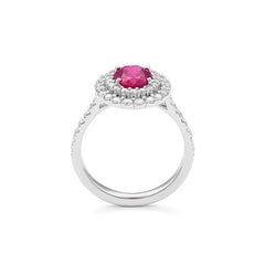Facet Traceability 18 Karat Weissgold Rubin Ring mit Diamanten