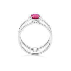 Facet Traceability Rubies Ring in 750/18 Karat Weissgold