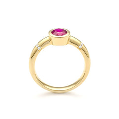 Facet Traceability 18 Karat Gelbgold Rubin Ring mit Diamanten
