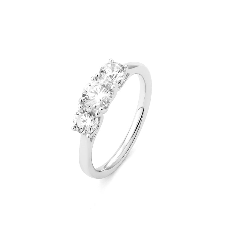 Facet Classic Solitär Ring mit 3 Brillanten in 750/18 Karat Weissgold