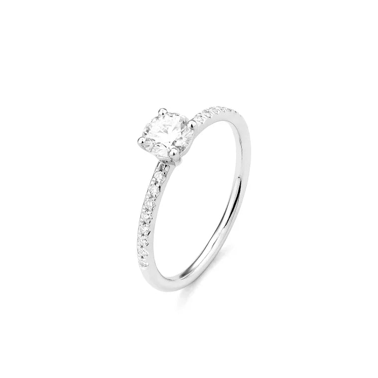 Facet 18K Weissgold Klassischer Solitärring für Damen