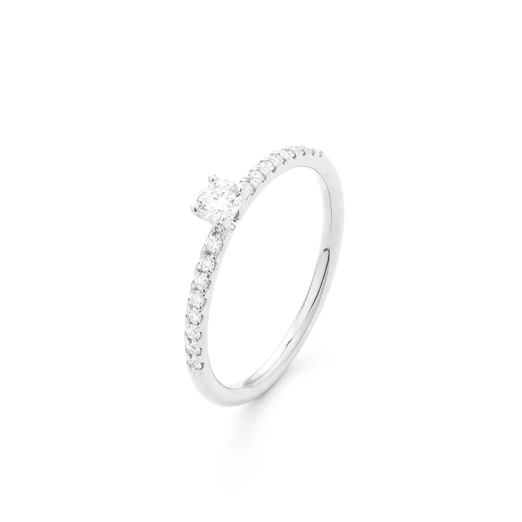 Facet 18K Weissgold Klassischer Solitärring für Damen