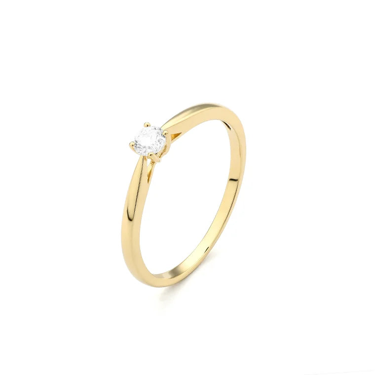 Facet Eye Clean Gold Solitaerring 18Kt 0.10
