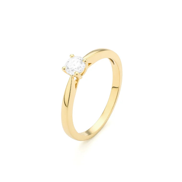 Facet Eye Clean Gold Solitaerring 18Kt 0.25