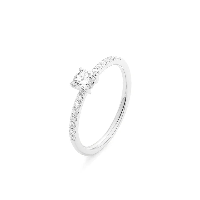 Facet 18K Weissgold Klassischer Solitärring für Damen