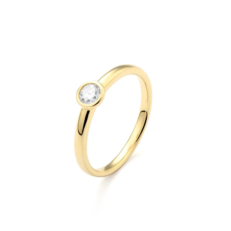 Facet Eye Clean Gold Solitaerring 14Kt