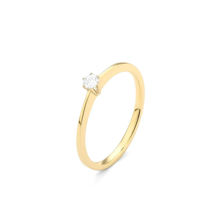 Facet Eye Clean Gold Solitaerring 14Kt