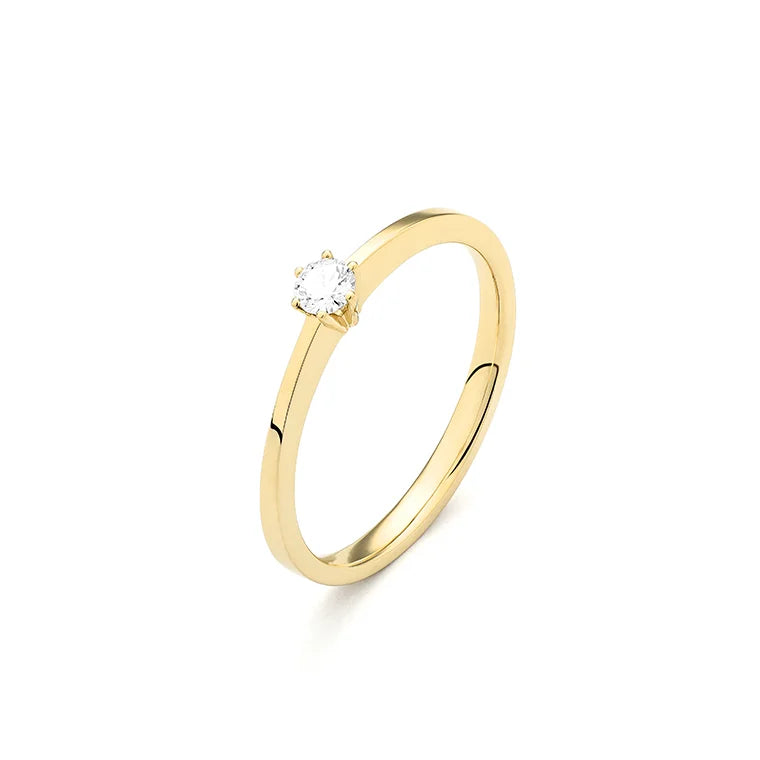 Facet Eye Clean Gold Solitaerring 14Kt
