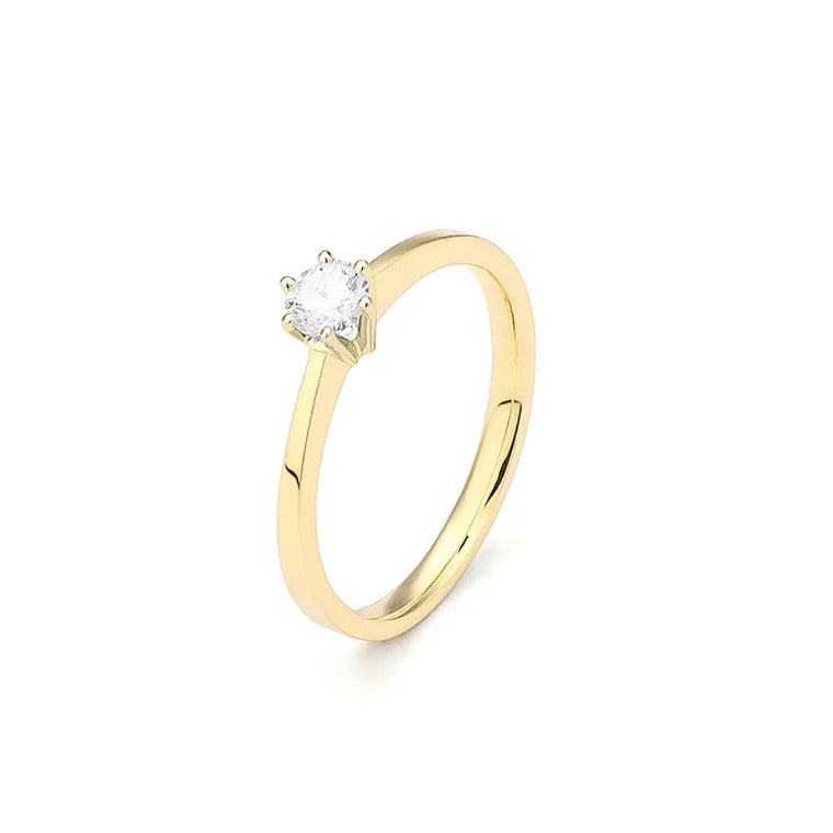 Facet Eye Clean Gold Solitaerring 18Kt 0.25 ct