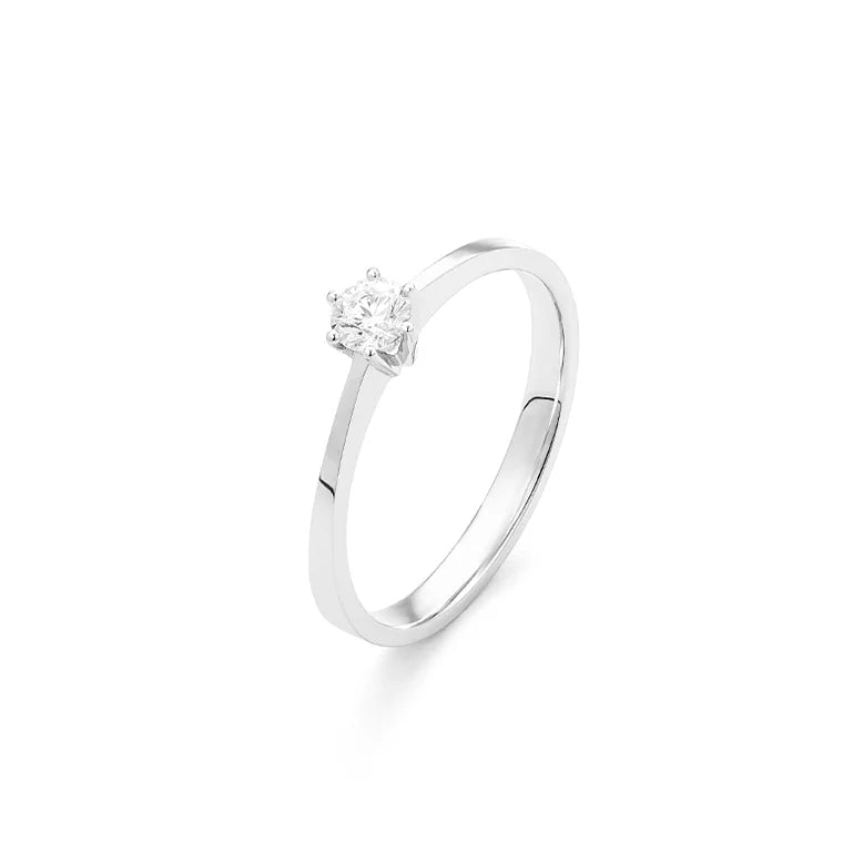 Facet Eye Clean Weissgold Solitaerring 14Kt