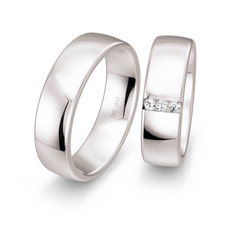 Breuning Klassik Trauringe mit 3 Diamanten - 48/05870 & 48/05869