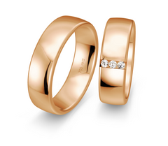 Breuning Klassik Trauringe mit 3 Diamanten - 48/05870 & 48/05869