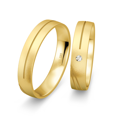 Breuning Klassik Trauringe mit Diamant 0,15 ct - 48/07076 & 48/07075