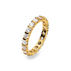 Classic Memoire Damenring mit Zirkonia in 750/18 Karat Gelbgold